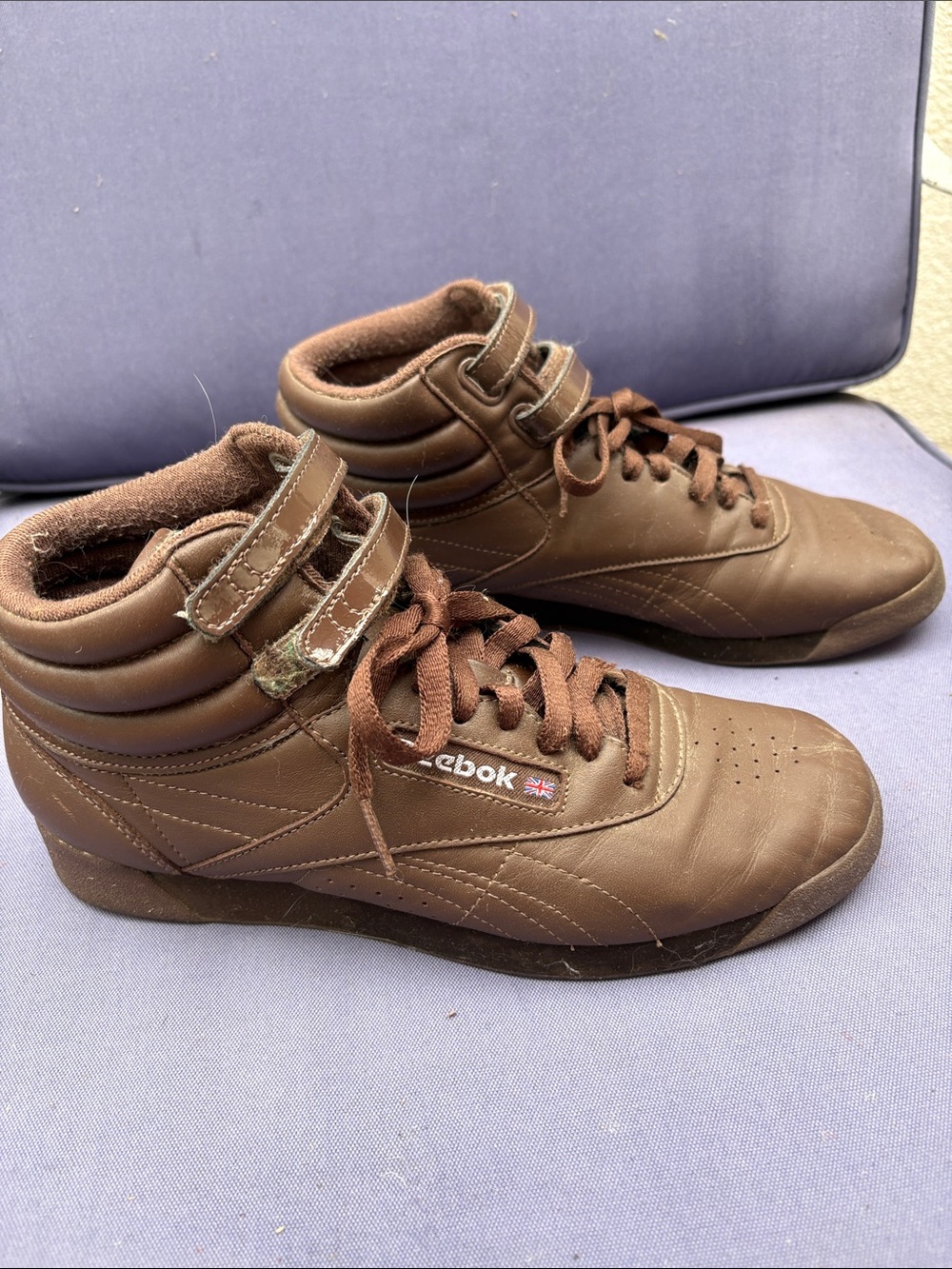 Reebok Brown Leather High-Top Sneakers with Double Strap